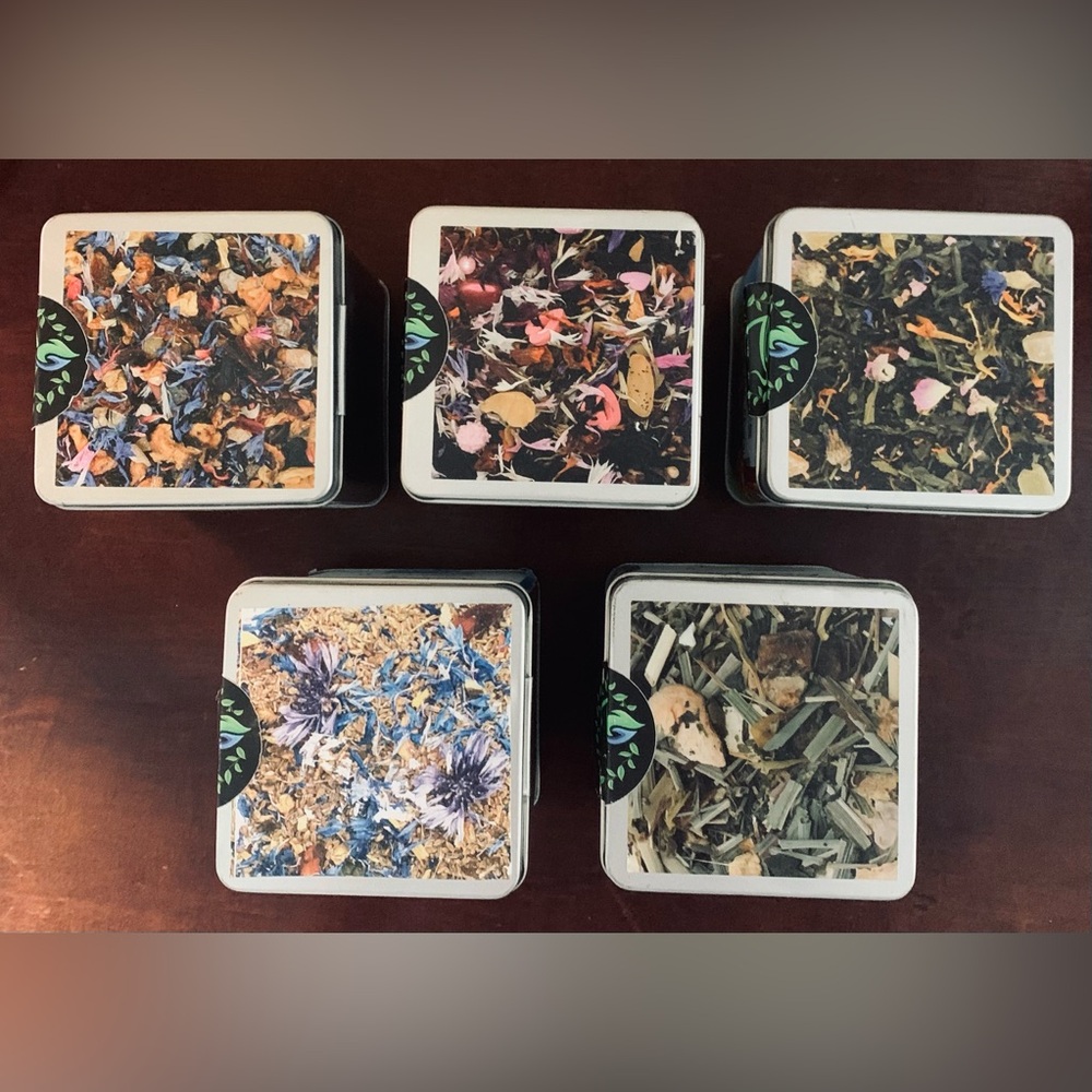 Lot of 5 Tea Metal Tins with Lids - Picture 2 of 14
